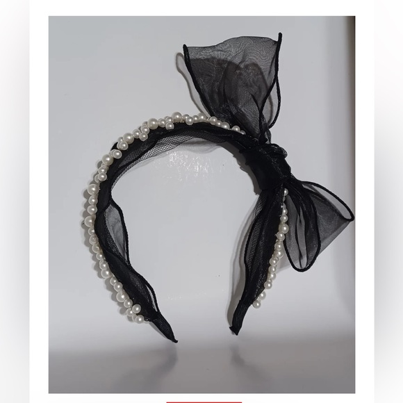 Accessories - Glamorous Tulle & Pearl Statement Headband – Gothic Chic Aesthetic